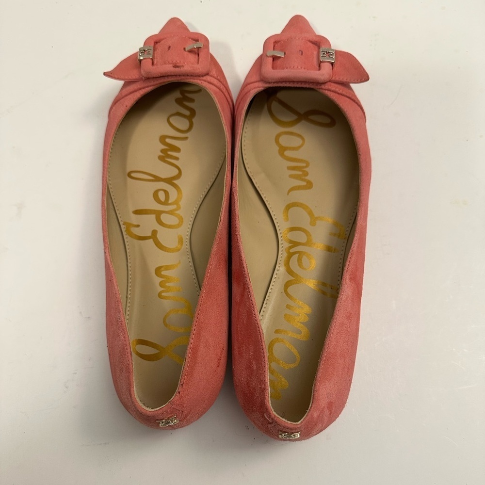 SAM EDELMAN Sonja Suede Leather Buckle Flats in Baltic Pink Size 9.5 - Picture 6 of 14
